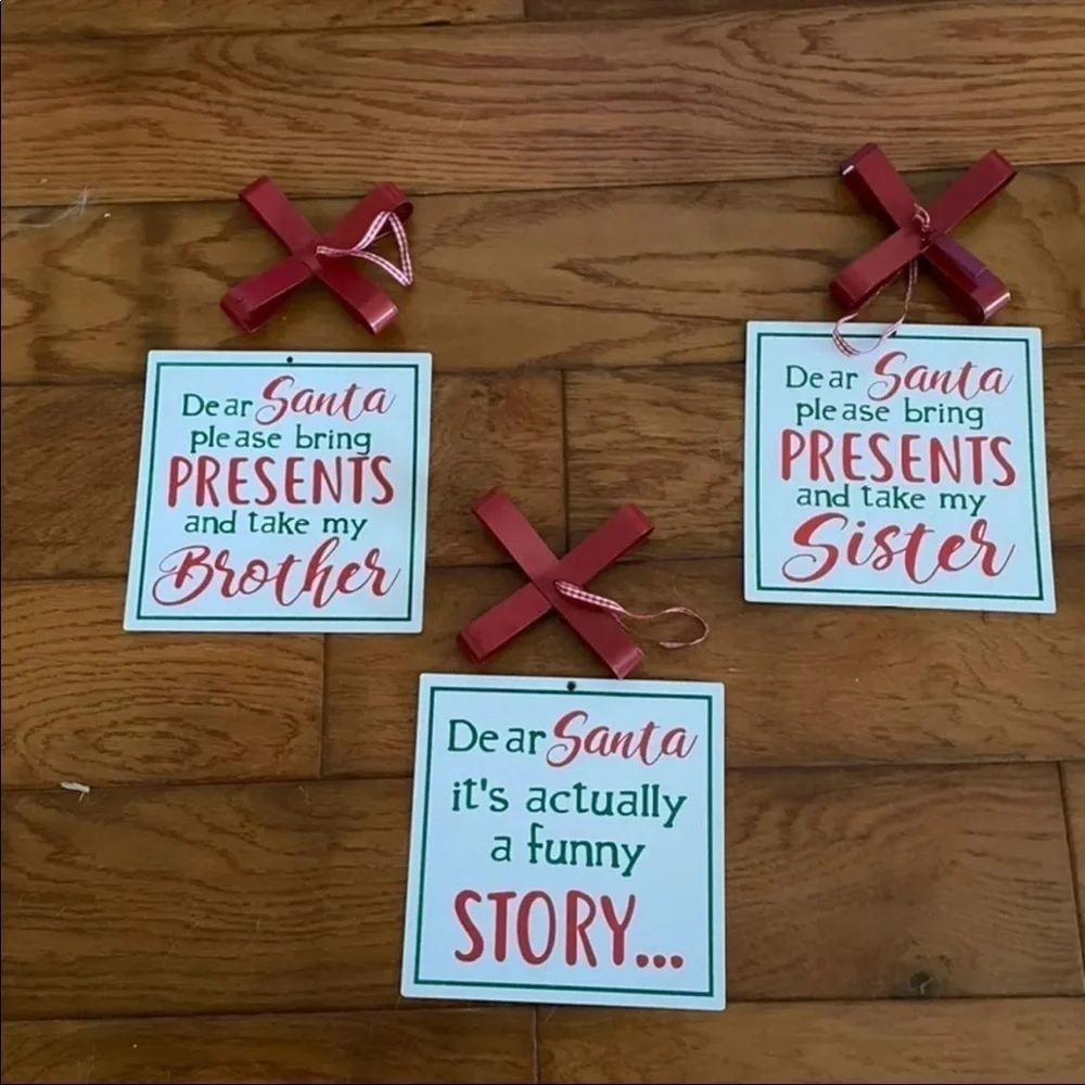 Christmas set of 3 Dear Santa Ornaments